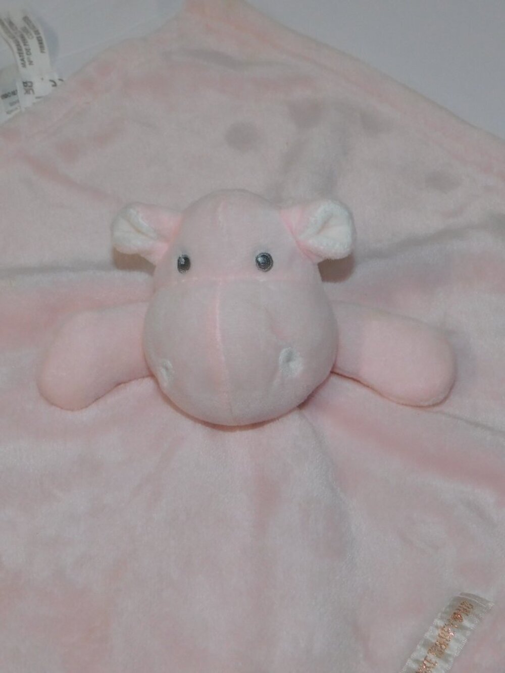 Blankets & Beyond Pink Hippo Plush Security Blanket Baby Lovey Hippopotamus - Picture 5 of 6